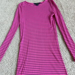 Polo Ralph Lauren Girls Pink/Navy Ribbed Stripe Dress | Size XL (16)